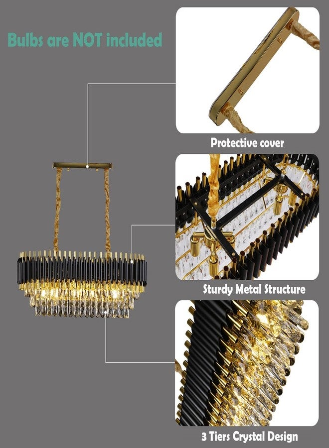 ADWAIT ثريات كريستال عصرية من نوع K9 من ADWAIT باللونين الأسود والذهبي، ثريا كريستال دائرية من 3 طبقات، مصباح سقف لغرفة المعيشة (كلاسيكي، 600 × 300) - Image 5